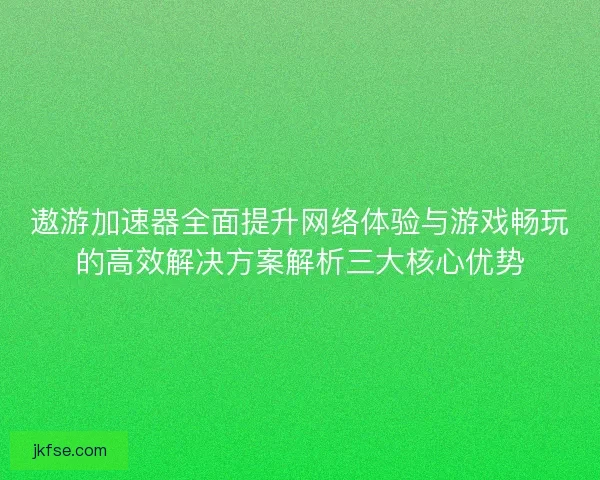 遨游加速器全面提升网络体验与游戏畅玩的高效解决方案解析三大核心优势